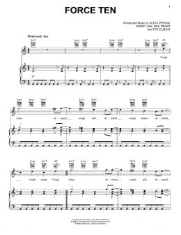 page one of Force Ten (Piano, Vocal & Guitar Chords (Right-Hand Melody))