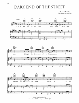 page one of The Dark End Of The Street (Piano, Vocal & Guitar Chords (Right-Hand Melody))