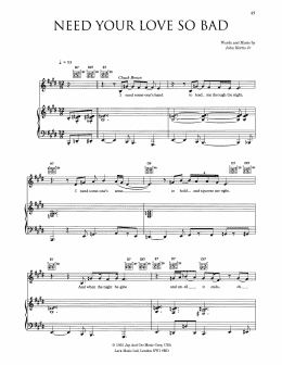 page one of Need Your Love So Bad (Piano, Vocal & Guitar Chords (Right-Hand Melody))