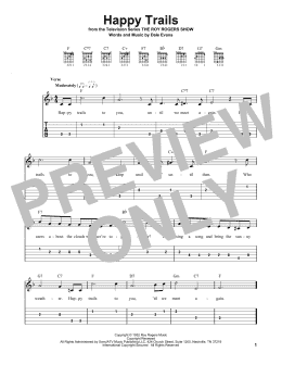 page one of Happy Trails (Easy Guitar Tab)