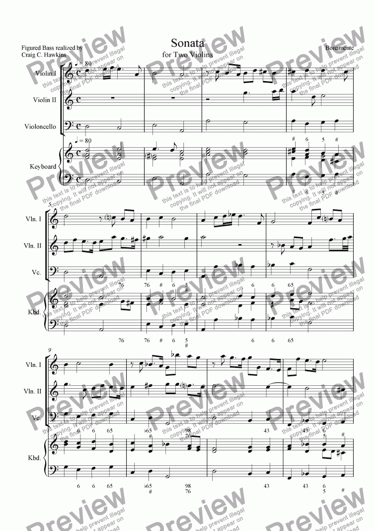 page one of Sonata for Two Violins