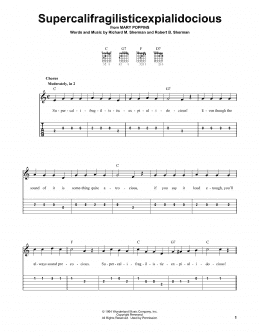 page one of Supercalifragilisticexpialidocious (from Mary Poppins) (Easy Guitar Tab)