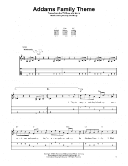 page one of Addams Family Theme (Easy Guitar Tab)