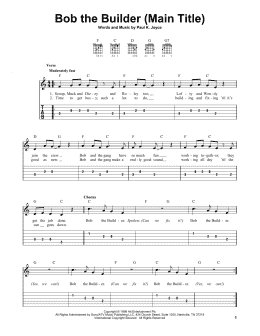 page one of Bob The Builder (Main Title) (Easy Guitar Tab)
