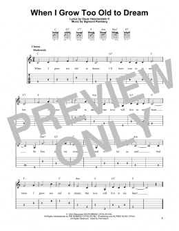 page one of When I Grow Too Old To Dream (Easy Guitar Tab)