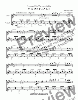 page one of Madrigale for guitar duo