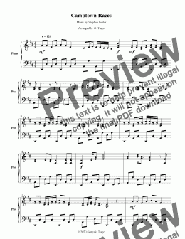 page one of Camptown Races (Piano Solo)