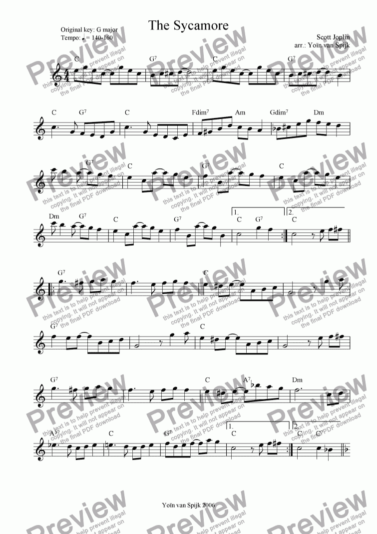 page one of The Sycamore - Lead Sheet