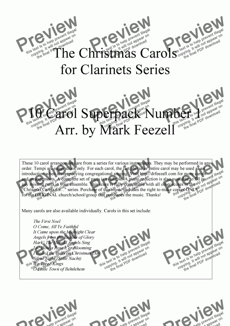 page one of Christmas Carols (Clarinet Quartet/Choir of Clarinets), vol. 1