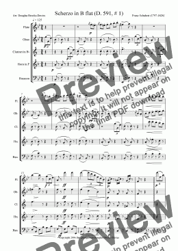 page one of Schubert: Scherzo in B flat for Wind Quintet