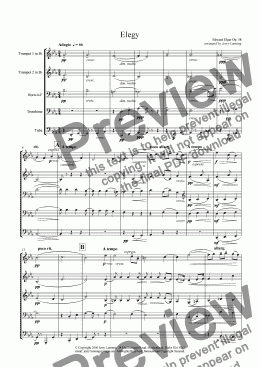 page one of Elegy - Elgar (brass quintet)