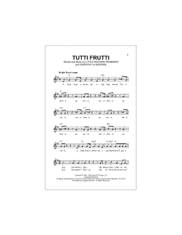 page one of Tutti Frutti (Lead Sheet / Fake Book)