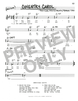page one of Coventry Carol (Real Book – Melody, Lyrics & Chords)