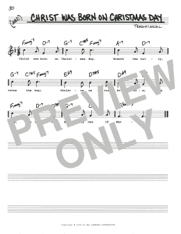 page one of Christ Was Born On Christmas Day (Real Book – Melody, Lyrics & Chords)