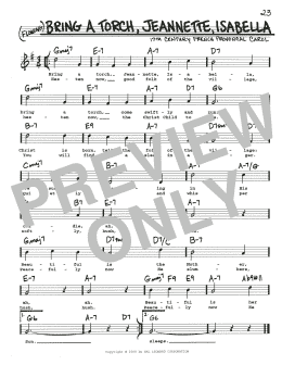 page one of Bring A Torch, Jeannette, Isabella (Real Book – Melody, Lyrics & Chords)
