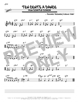 page one of Ten Cents A Dance (Real Book – Melody & Chords)