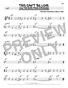 page one of This Can't Be Love (Real Book – Melody & Chords)
