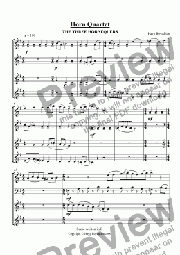 page one of Horn Quartet "The Three Hornequers"