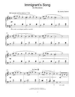 page one of Immigrant's Song (Educational Piano)