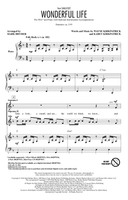 page one of Wonderful Life (from Smallfoot) (arr. Mark Brymer) (SSA Choir)