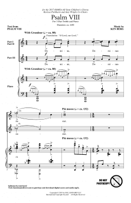 page one of Psalm VIII (3-Part Treble Choir)