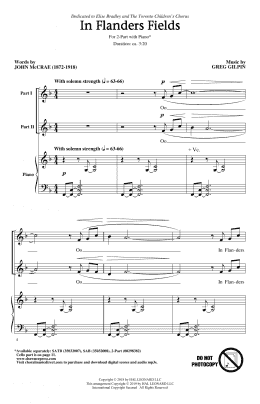 page one of In Flanders Fields (2-Part Choir)