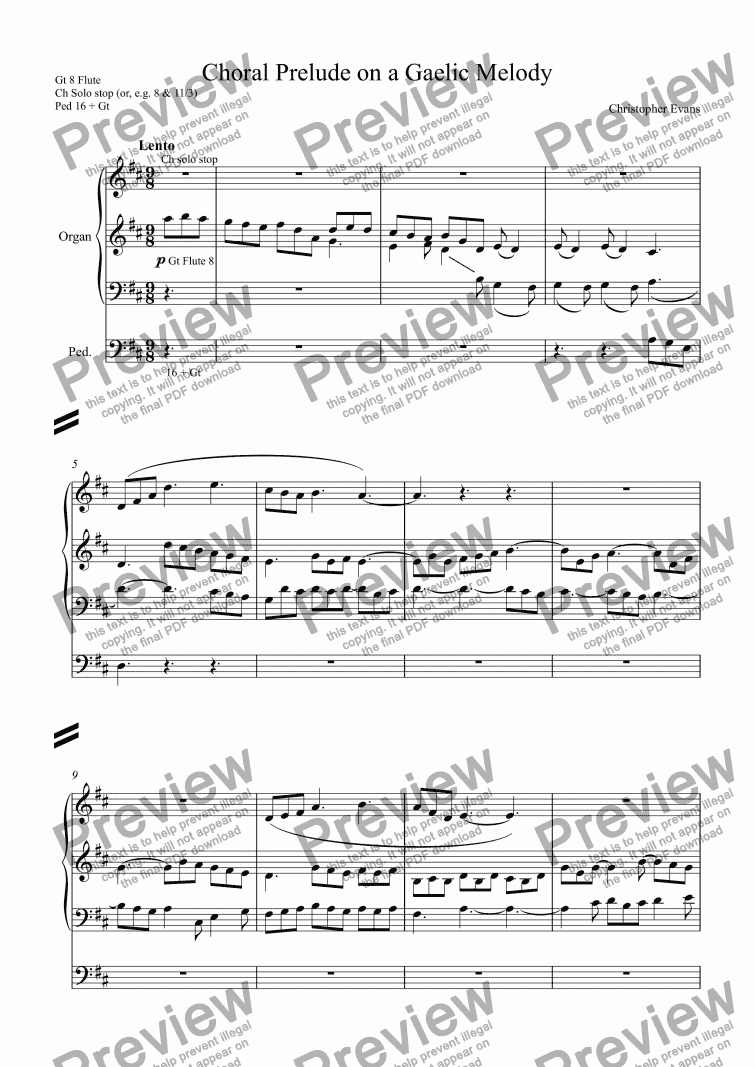 page one of Prelude On a Gaelic Melody (Morning Has Broken) for Organ