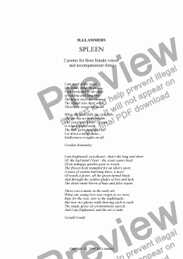page one of Spleen, 2 poems foor 3 female voices and accompaniment (lute)