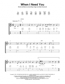 page one of When I Need You (Easy Ukulele Tab)
