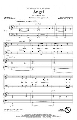 page one of Angel (arr. Mark Brymer) (SATB Choir)