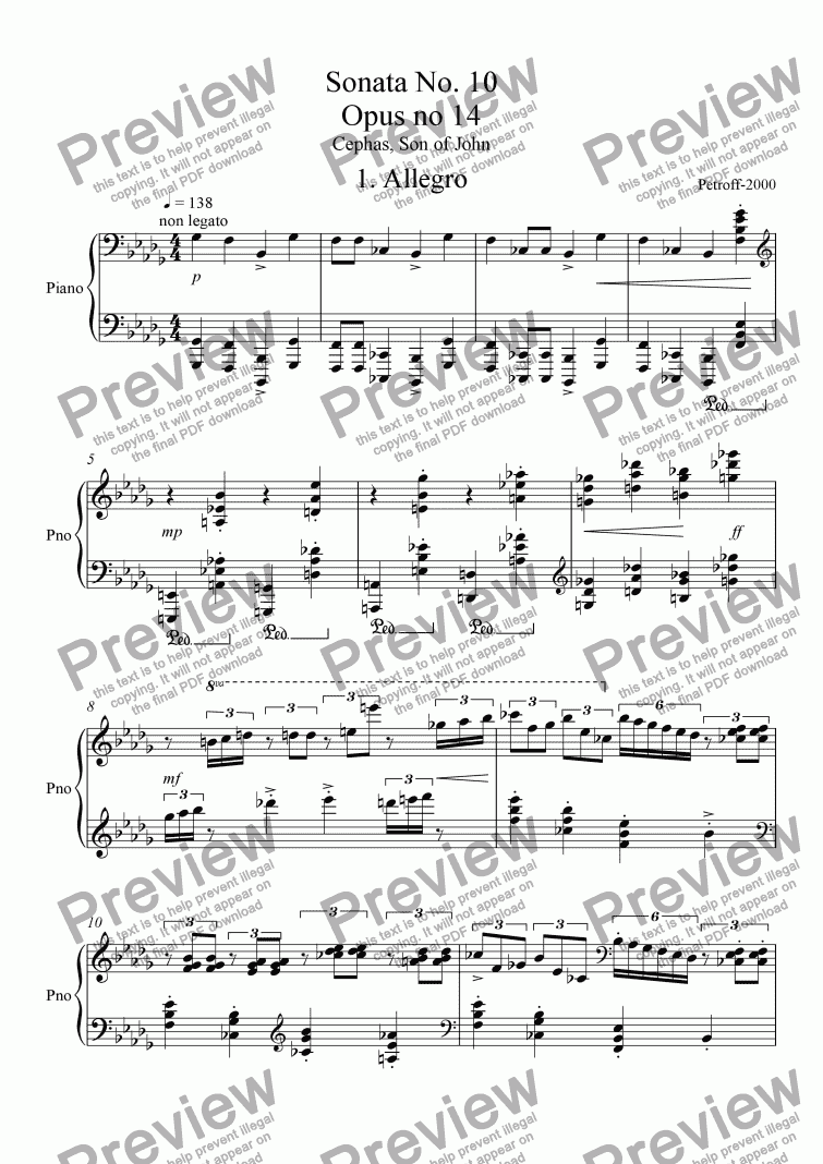 page one of Sonata No. 10