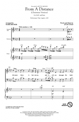 page one of From A Distance (Christmas Version) (arr. Mark Brymer) (SAB Choir)