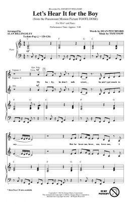 page one of Let's Hear It For The Boy (from Footloose) (arr. Alan Billingsley) (SSA Choir)