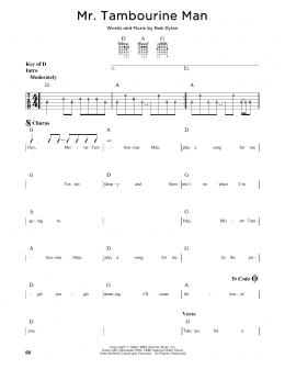 page one of Mr. Tambourine Man (Guitar Lead Sheet)