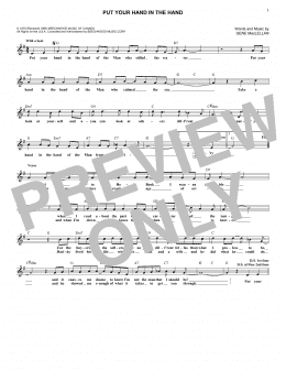page one of Put Your Hand In The Hand (Lead Sheet / Fake Book)