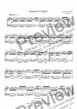 page one of Cimarosa's Sonate in G Major