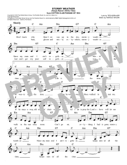 page one of Stormy Weather (Keeps Rainin' All The Time) (Easy Lead Sheet / Fake Book)