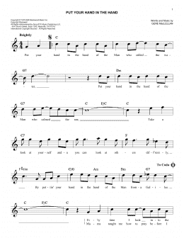 page one of Put Your Hand In The Hand (Easy Lead Sheet / Fake Book)