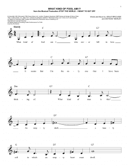 page one of What Kind Of Fool Am I? (from Stop The World - I Want To Get Off) (Easy Lead Sheet / Fake Book)