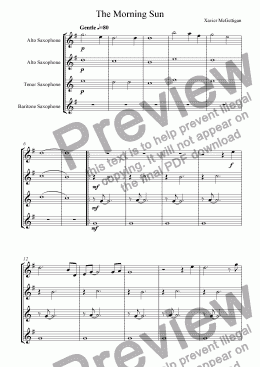 page one of The Morning Sun (Saxophone Quartet)