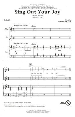 page one of Sing Out Your Joy (SSA Choir)