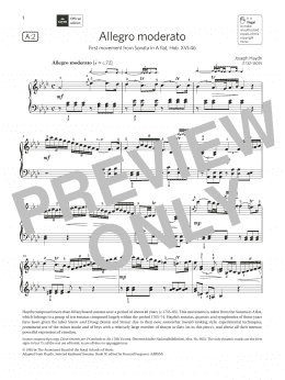 page one of Allegro moderato (Grade 8, list A2, from the ABRSM Piano Syllabus 2021 & 2022) (Piano Solo)