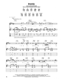 page one of Ironic (Guitar Tab)