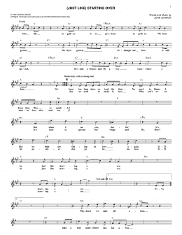 page one of (Just Like) Starting Over (Lead Sheet / Fake Book)
