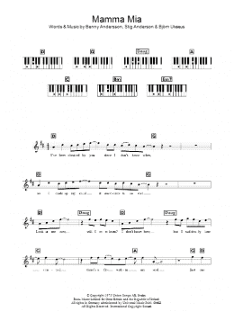 page one of Mamma Mia (Piano Chords/Lyrics)