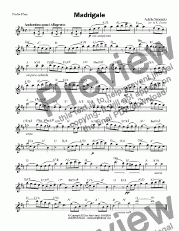 page one of Madrigale, worksheet with guitar chords