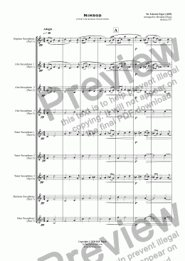 page one of Nimrod (from The Enigma Variations) - Saxophone Septet