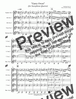 page one of March - Garry Owen (Sax Quartet SATB or AATB)