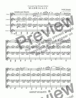 page one of Madrigale for guitar quartet
