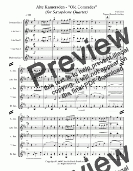 page one of March - Alte Kameraden "Old Comrades" (Sax Quartet SATB or AATB)
